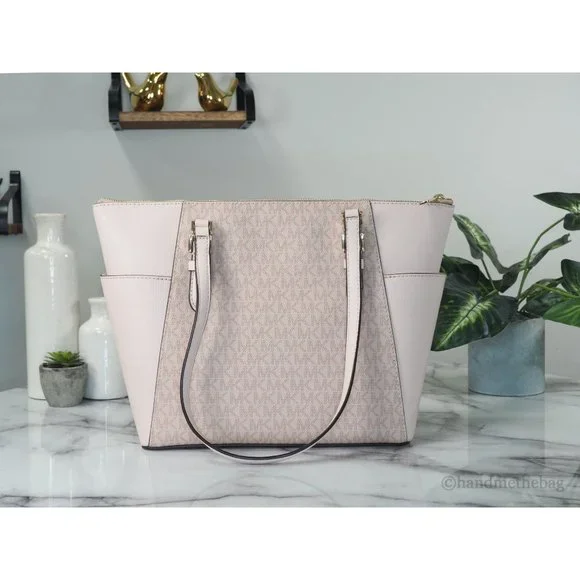 NWT Michael Kors Charlotte Ballet Signature PVC Large Top Zip Tote Shoulder Bag - Picture 2 of 9